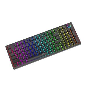 Teclado Mecânico Gamer New Hero Warlock , Rainbow , Switch Blue , USB , Preto