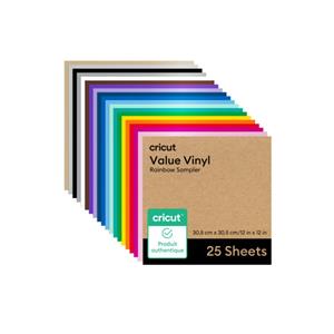 Vinil Permanente Value Rainbow Sampler , Cricut , 30,5 × 30,5 cm (25 Folhas) , Multicor