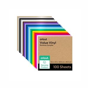 Cricut Value Vinil Permanente , Arco-íris , 100 folhas de 30,5 cm x 30,5m - Perfeito para produção em alta escala