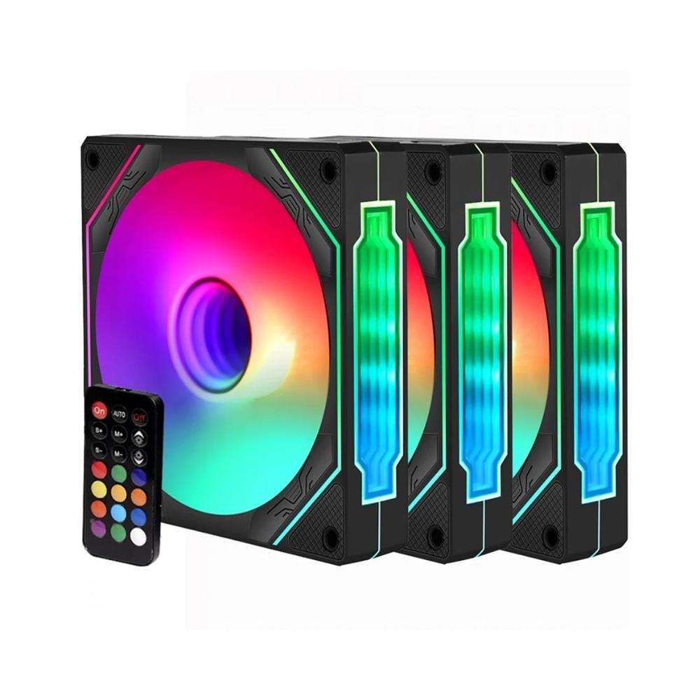 Kit Fan Com 3 Unidades Liketec Enigma ARGB, 120mm, Com Controladora, Preto