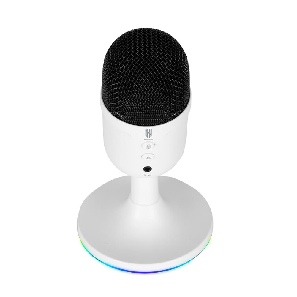 Microfone Gamer New Hero Vox, RGB, USB, Branco
