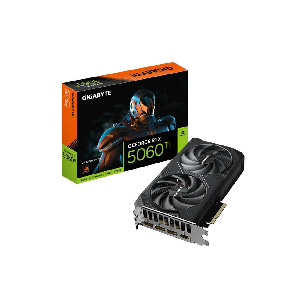 Placa de Vídeo Gigabyte GeForce RTX5060 WindForce , 8GB, GDDR7, 128-Bits, Displayport, HDMI, Preto