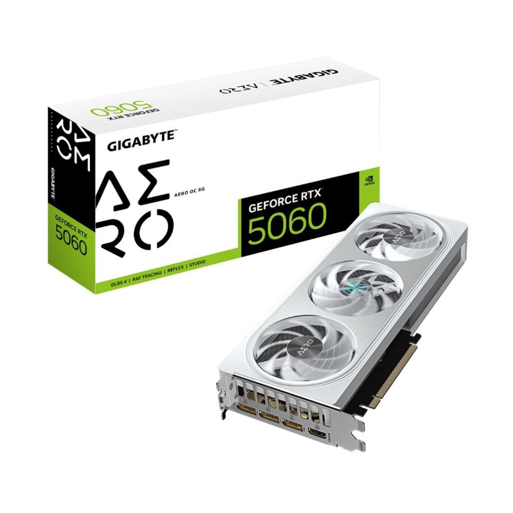 Placa de Vídeo Gigabyte GeForce RTX 5060 AERO OC, 8GB, GDDR7, 128bit, Branco