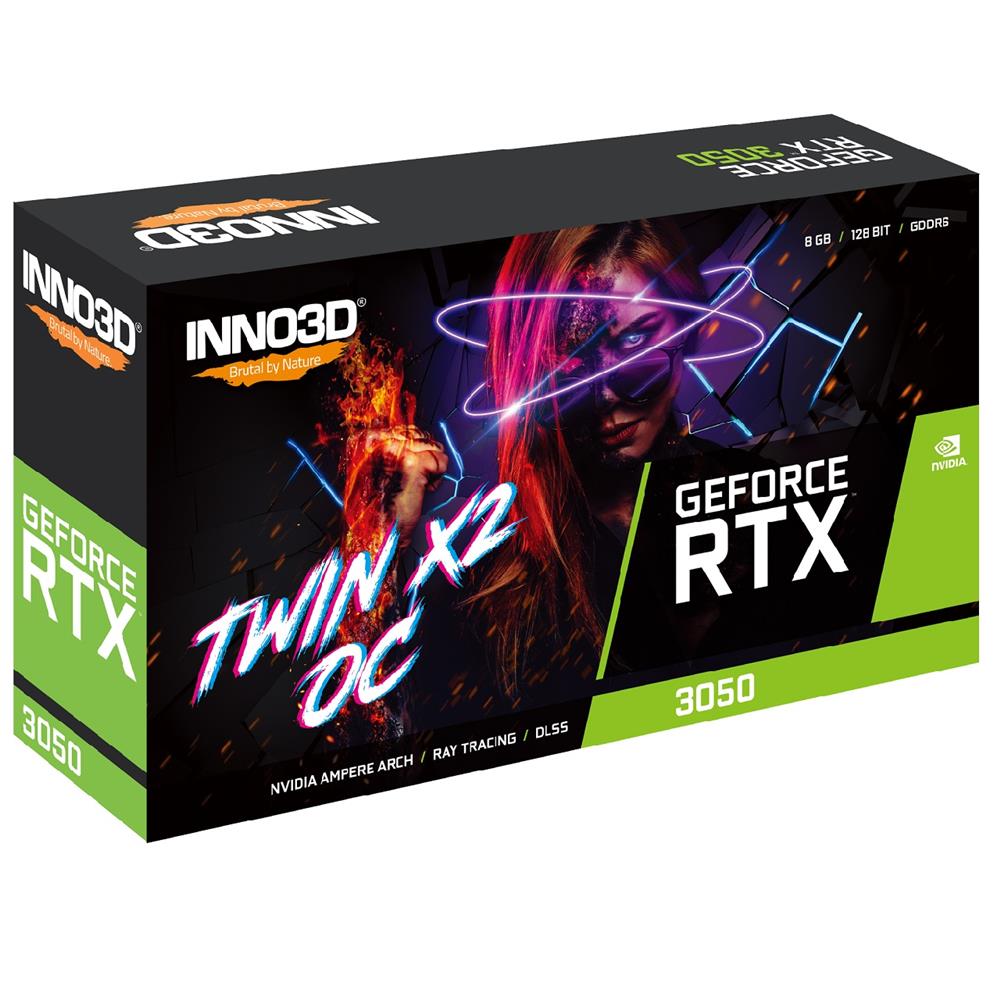 Placa de Vídeo INNO3D GeForce RTX 3050 Twin X2 OC, 8GB, GDDR6, 128-Bit, Preto