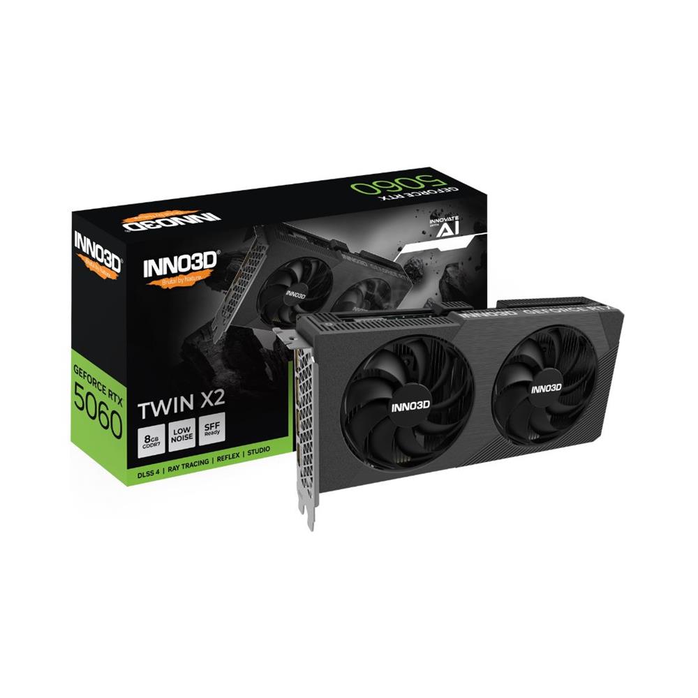 Placa de Vídeo INNO3D NVIDIA GeForce RTX 5060 TWIN X2, 8GB, GDDR7, DLSS, Ray Tracing