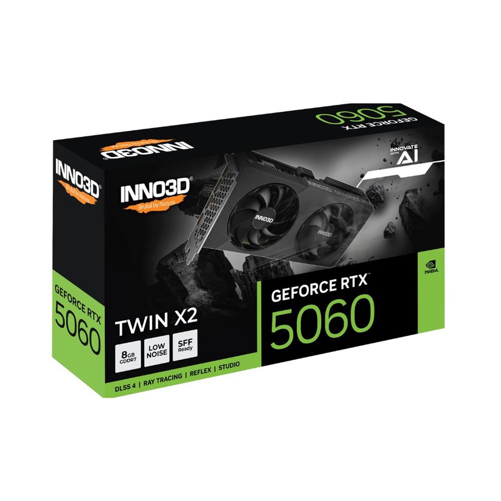 Placa de Vídeo INNO3D NVIDIA GeForce RTX 5060 TWIN X2, 8GB, GDDR7, DLSS, Ray Tracing