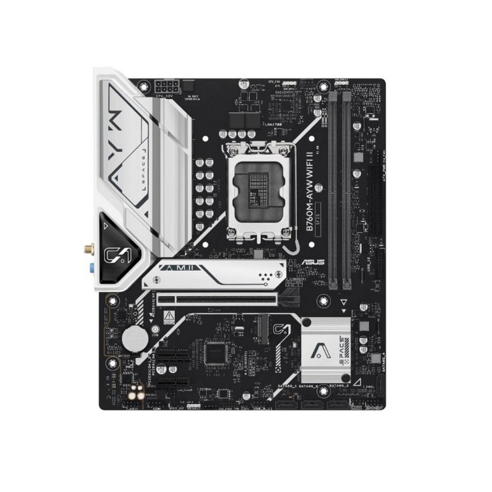 Placa-mãe ASUS B760M-AYW WIFI II, Intel LGA1700, DDR5, Micro-ATX, Preto