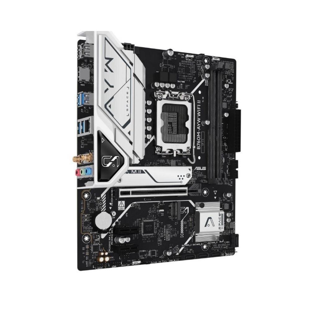 Placa-mãe ASUS B760M-AYW WIFI II, Intel LGA1700, DDR5, Micro-ATX, Preto