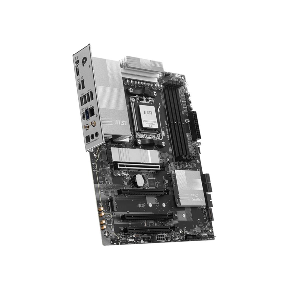 Placa-mãe MSI PRO B850-P WiFi, AM5, DDR5 até 8200MT/s, Chipset B850, M.2 PCIe 5.0, HDMI/DP, LAN 5GbE, ATX Prata, Suporte Ryzen 7000/8000/900