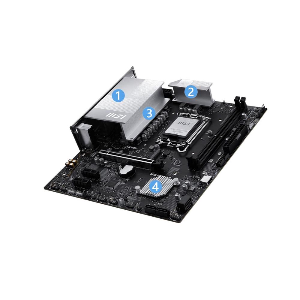 Placa-mãe MSI PRO H810M-B, Intel LGA1851, Chipset H810, DDR5 128GB 6400MHz, M.2 PCIe 4.0 NVMe, HDMI 4K, DisplayPort, LAN 2.5G, Prata