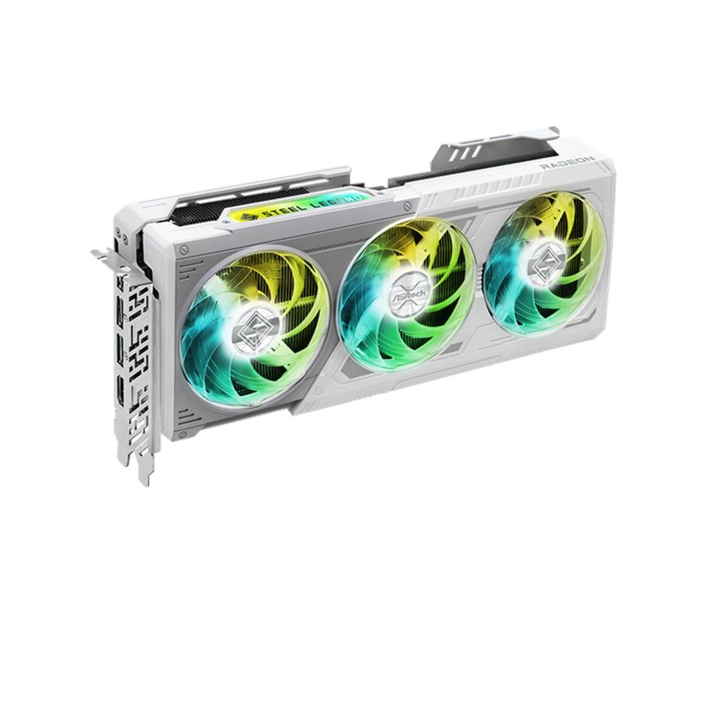 Placa de Vídeo ASRock Radeon RX 9070 XT Steel Legend, 16GB, 256-Bits, PCI Express 5.0, LEDs ARGB, Branco