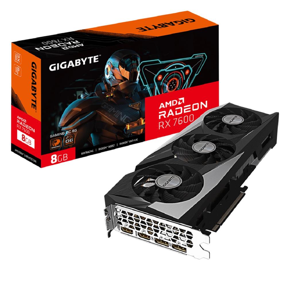 Placa de Vídeo Gigabyte Radeon RX 7600 Gaming OC, 8GB, GDDR6, 128-Bit, Preto