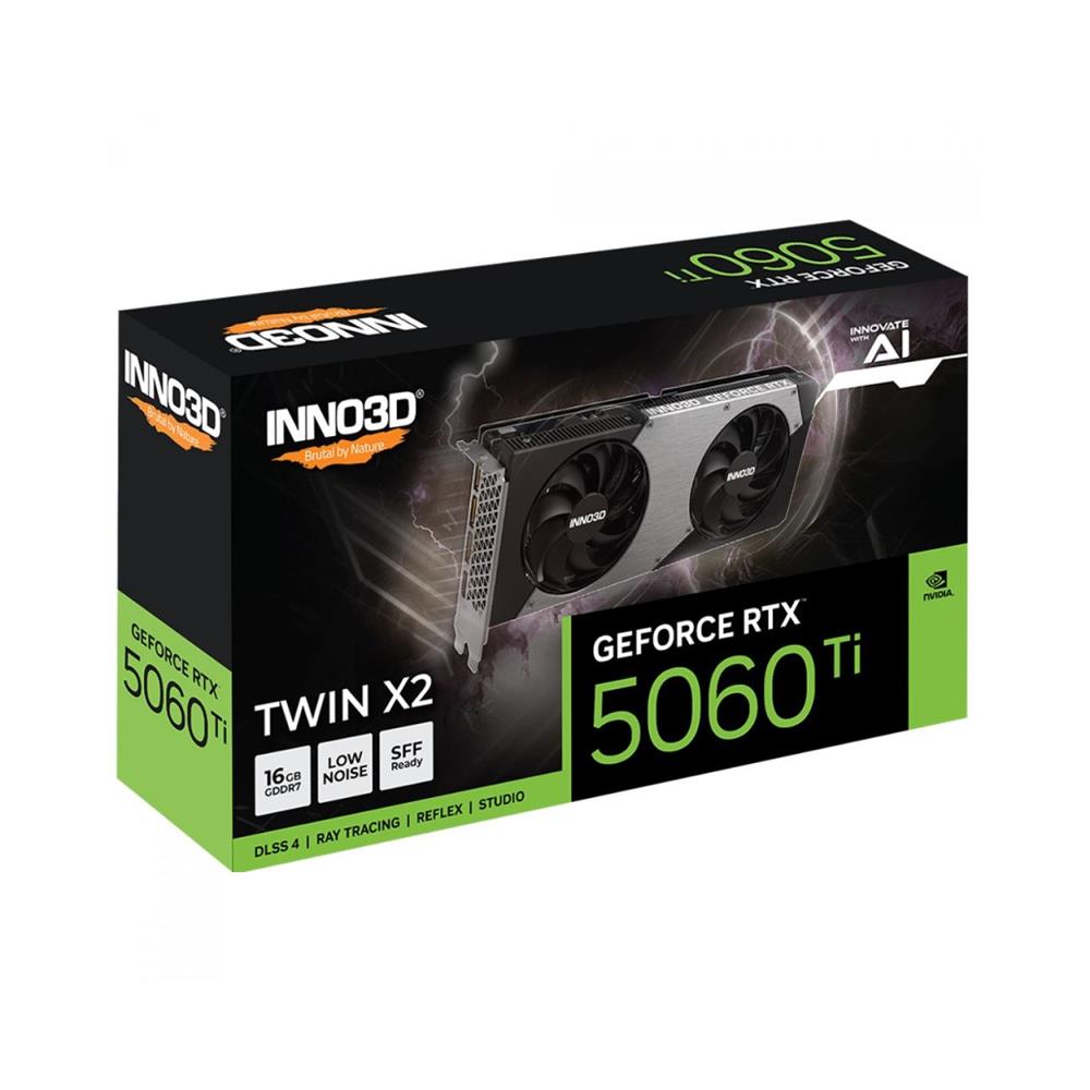 Placa de Video INNO3D GeForce RTX 5060 Ti Twin X2, 16GB, GDDR7, 128-bit, DLSS, Ray Tracing 
