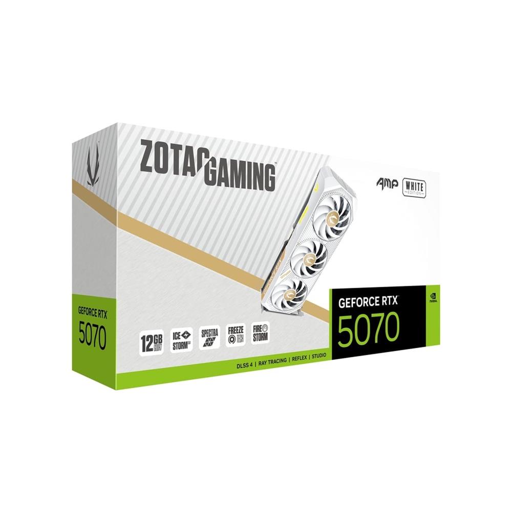 Placa De Vídeo Zotac Geforce RTX 5070 AMP 12GB GDDR7 Branco - ZT-B50700FQ-10P